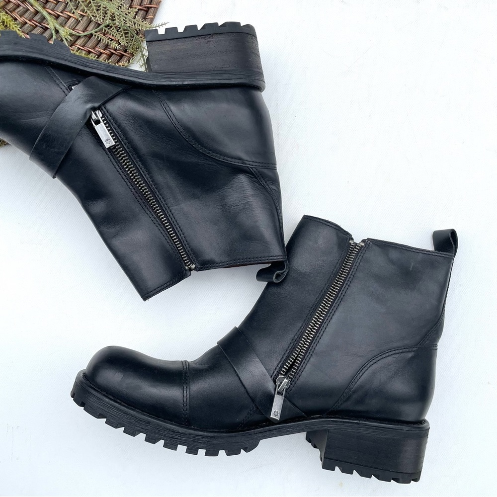 Lucky Brand Womens Shoes Boots Black Ondalucia Combat Buckle Zipper 12 - Picture 7 of 9